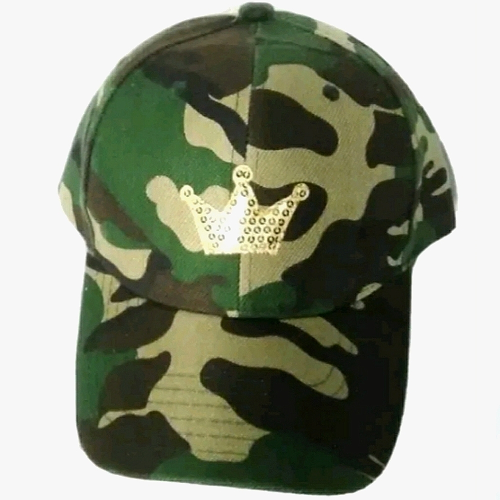*KING / QUEEN* Baseball Cap Gold Crown. Camo Hat. NEW! Royalty, Honor, Respect